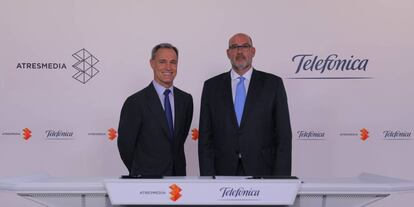 Silvio González, CEO de Atresmedia, y Emilio Gayo, presidente de Telefónica España.
