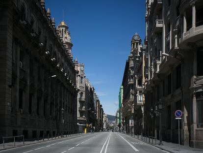 La Via Laietana de Barcelona, completamente vacía durante el confinamiento.