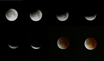 Imágenes del eclipse de Luna tomadas en Múnich (Alemania), entre las 0.30 y las 2.15.