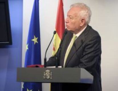 El ministro de Asuntos Exteriores, Jos&eacute; Manuel Garc&iacute;a-Margallo, ayer en Bruselas.