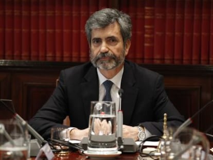 Carlso Lesmes, durante un pleno del Consejo General del Poder Judicial. 