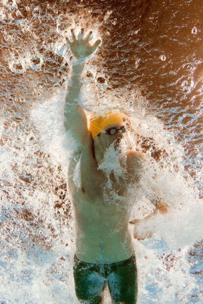 El australiano James Magnussen durante la carrera de los 100m libre en la que se proclamo campeón del mundo