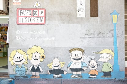 A mural of Mafalda with her friends on a wall in San Telmo, Buenos Aires, on January 24, 2021. 