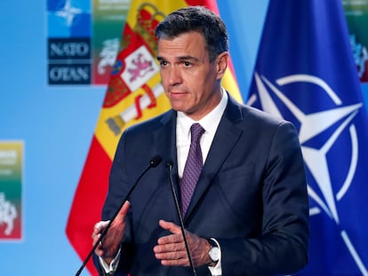 El presidente del Gobierno español, Pedro Sánchez, durante la cumbre de la OTAN en Vilna, este miércoles.