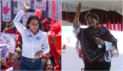 Alejandra del Moral y Delfina Gómez, candidatas a la gubernatura del Estado de México.