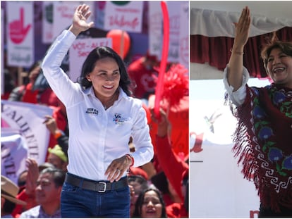 Alejandra del Moral y Delfina Gómez, candidatas a la gubernatura del Estado de México.