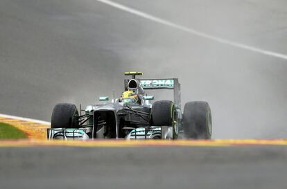 Lewis Hamilton, durante la 'pole'.