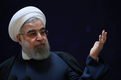 O presidente do Irã, Hassan Rouhani, num discurso em Teerã.