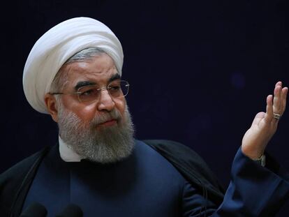 O presidente do Irã, Hassan Rouhani, num discurso em Teerã.