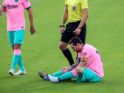 Leo Messi, durante el partido amistoso contra el Girona.