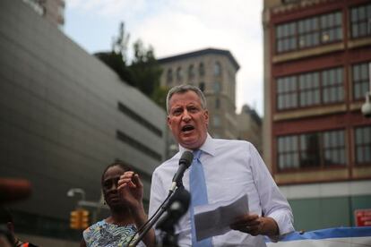 El candidato Bill de Blasio, durante su campaña.