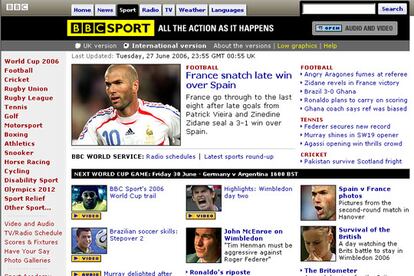 La edición digital de la BBC también destaca la victoria de Francia tras anotar primero España
