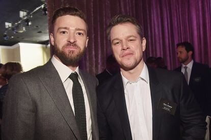 Justin Timberlake, nominado a mejor canción original por 'Can't Stop de Feeling', y el actor y director en el interior del hotel Beverly Hilton de California. 