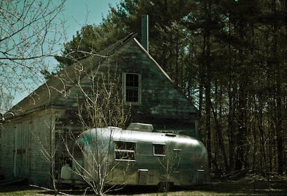 Some barns have been repurposed, such as this one converted into a small dwelling.