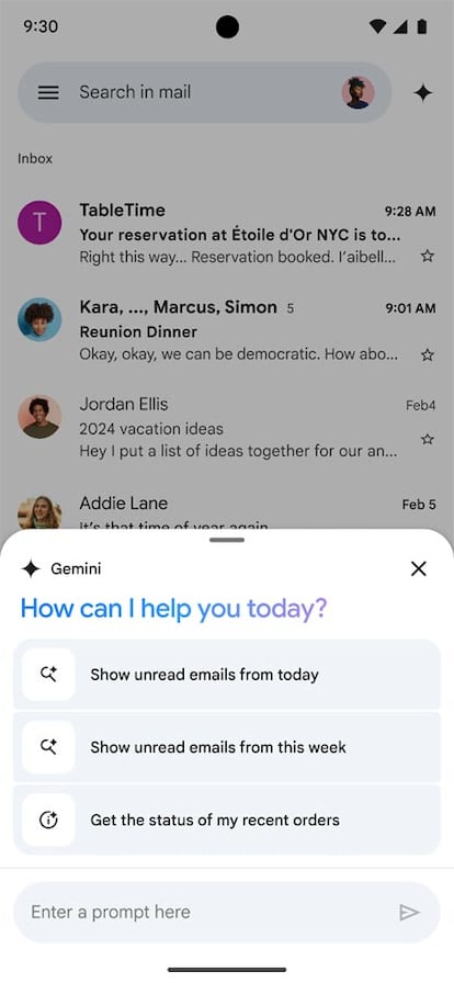 Gmail Q&A de Google que utiliza Gemini