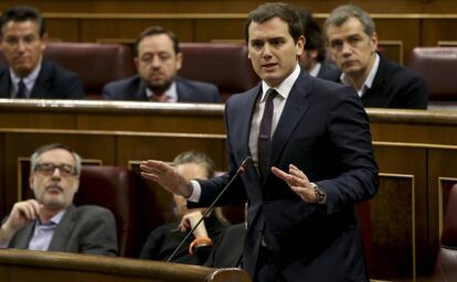 Albert Rivera, ayer en la sesión de control al Gobierno.