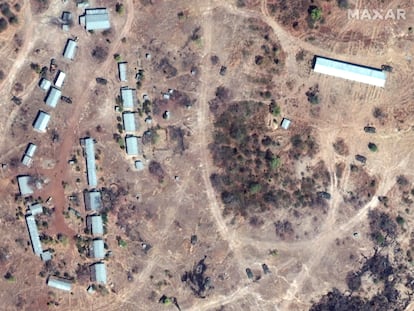 An overview of tanks at garrison northwest of biher town in Ethiopia, is seen in this satellite image taken November 18, 2020.