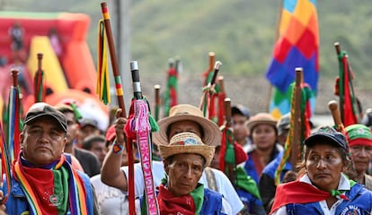 Una manifestación indígena en el Cauca.