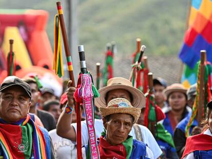 Una manifestación indígena en el Cauca.