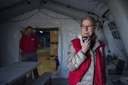Pruebas de despliegue del equipo Start de emergencias de la AECID el pasado febrero en Madrid.