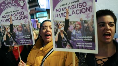 Manifestación frente al Ministerio de Justicia de Madrid por la sentencia de La Manada, en 2018.