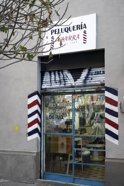 La entrada de la peluquería en Ciudad de México.