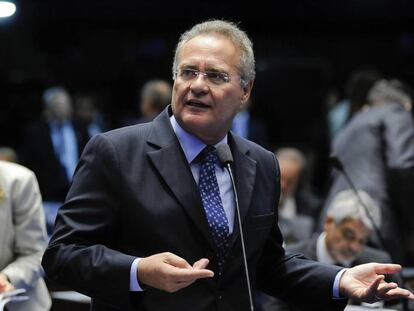 Renan no plenário do Senado, no dia 7 de fevereiro.