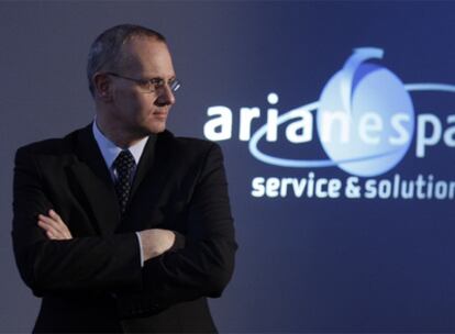 Jean Yves Le Gall, presidente de Arianespace, en un momento de la entrevista.