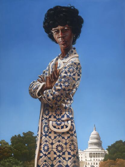 Retrato de Shirley Chisholm, por Kadir Nelson.