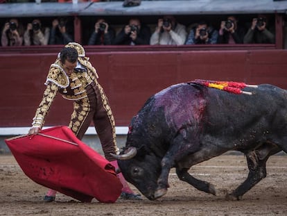 Pepe Moral muletea al toro 'Chaparrito', triunfador en San Isidro 2018