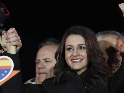 In&eacute;s Arrimadas celebra los resultados de Ciudadanos en las elecciones catalanas del 21 de diciembre.