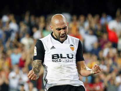 Zaza celebra su segundo gol al M&aacute;laga.