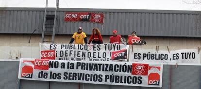 Protesta realizada en el polideportivo en diciembre de 2010.