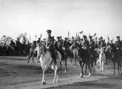 In January 1944, Emperor Hirohito inspected Japanese troops in Tokyo.