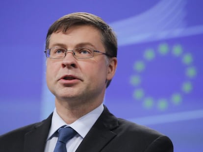 El vicepresidente de la Comisi&oacute;n Europea (CE), Valdis Dombrovskis, responsable de los asuntos econ&oacute;micos