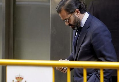 El exdirectivo de la SGAE Pedro Farr&eacute;, a su llegada a la Audiencia Nacional.