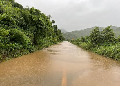 Una carretera entre Chilpancigo y Acapulco (Estado de Guerrero), luego del paso de 'Otis'.