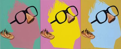 La obra 'One Face (Three Versions) with Nose, Ear and Glasses', del artista estadounidense John Baldessari.