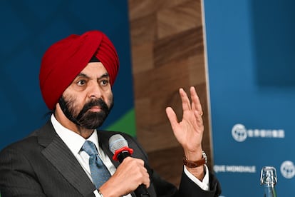 El presidente del Banco Mundial, Ajay Banga, esta semana, en las Reuniones Anuales del Fondo Monetario Internacional (FMI) y el Grupo del Banco Mundial (GBM) en Washington.