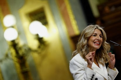 Yolanda Díez, ministra de Trabajo, en una sesión en el Congreso de los Diputados.