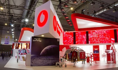 Pabell&oacute;n de Vodafone en el MWC18 de Barcelona. 