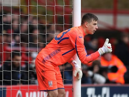 Andriy Lunin durante un partido de la sub-21 de Ucrania en marzo. 