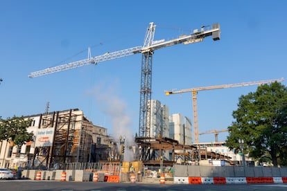 Obras de modernización de dos edificios de la Reserva Federal en Washington, el pasado 22 de julio.