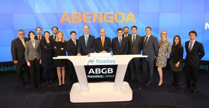 Representantes de Abengoa, al cierre del Nasdaq.