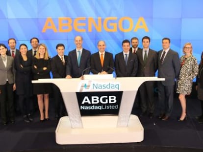 Representantes de Abengoa, al cierre del Nasdaq.