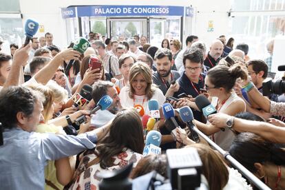 La presidenta de Andalucía, Susana Díaz, a su llegada al 39 congreso federal del PSOE, hoy en Madrid.