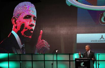 Barack Obama habla en la cumbre de Economía Verde realizada en Córdoba, Argentinia.