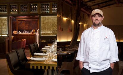 Dante Liporace, chef de Tarquino. A la izquierda, salón del restaurante.