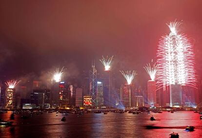 El 'skyline' de Hong Kong, iluminado.