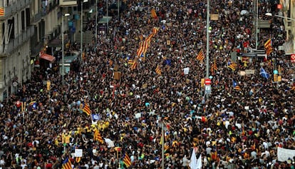 Manifestación durante la última huelga general en Cataluña.